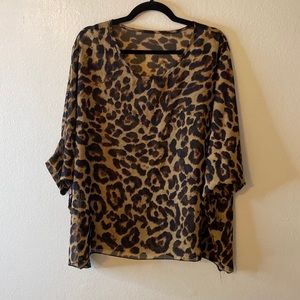 Plus Size Sheer Leopard Print Top 2X